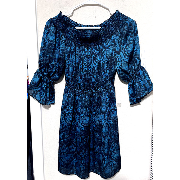 Turquoise Haven Mini Smocked Dress sz S whimsigoth fairy romantic dark stretchy - Picture 1 of 9